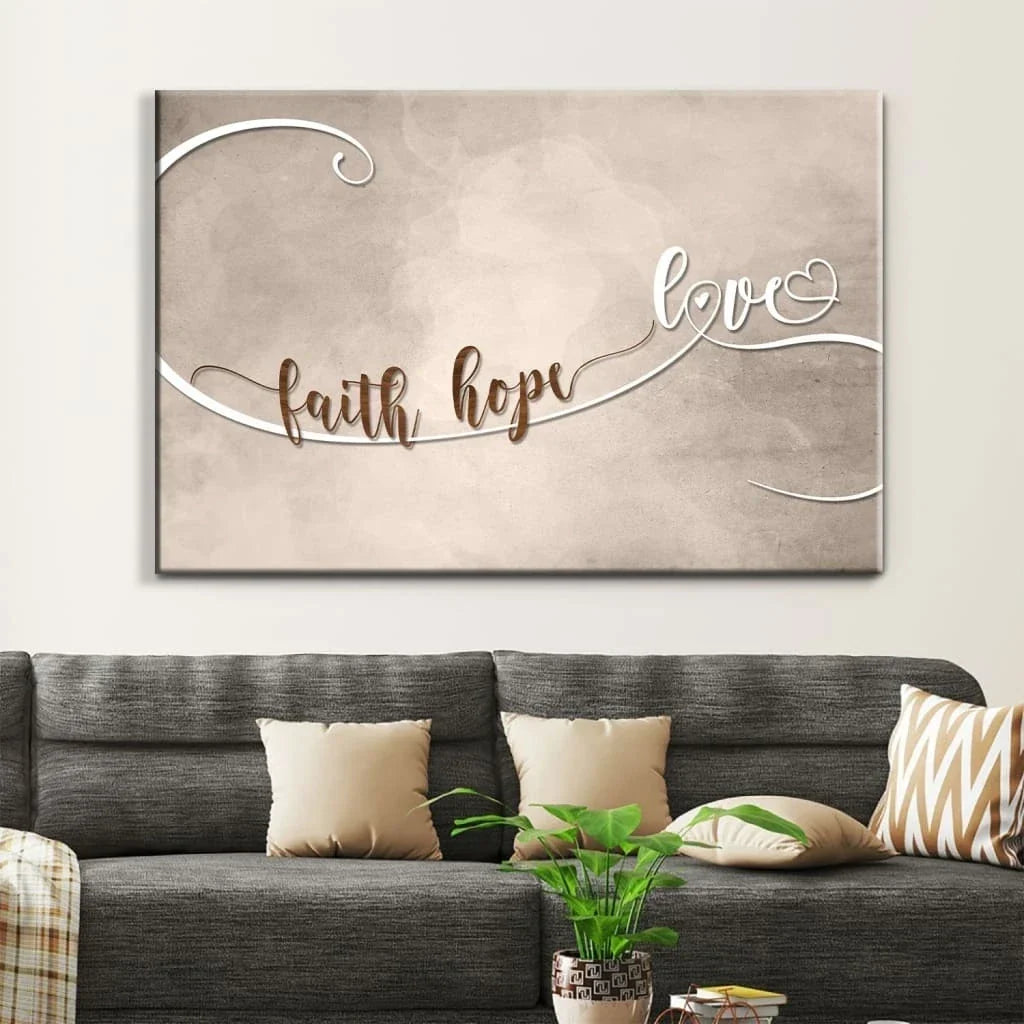 christian wall art faith hope love wall art canvas print (Landscape)