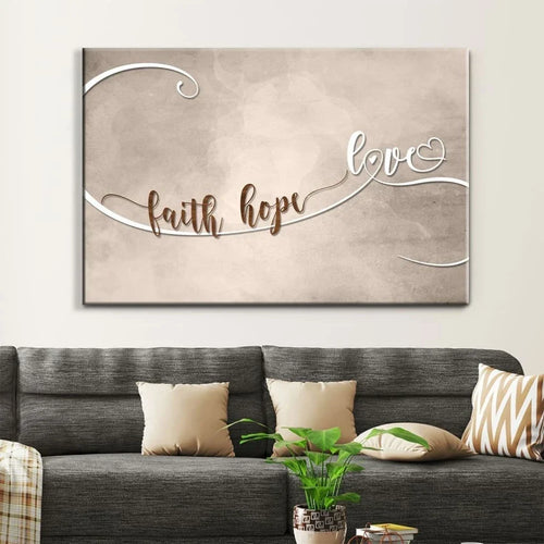 christian wall art faith hope love wall art canvas print (Landscape)