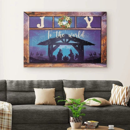 joy to the world jesus born christmas wall art canvas (Landscape)