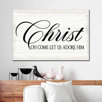 christ oh come let us adore him wall art canvas christian christmas gifts (Landscape)