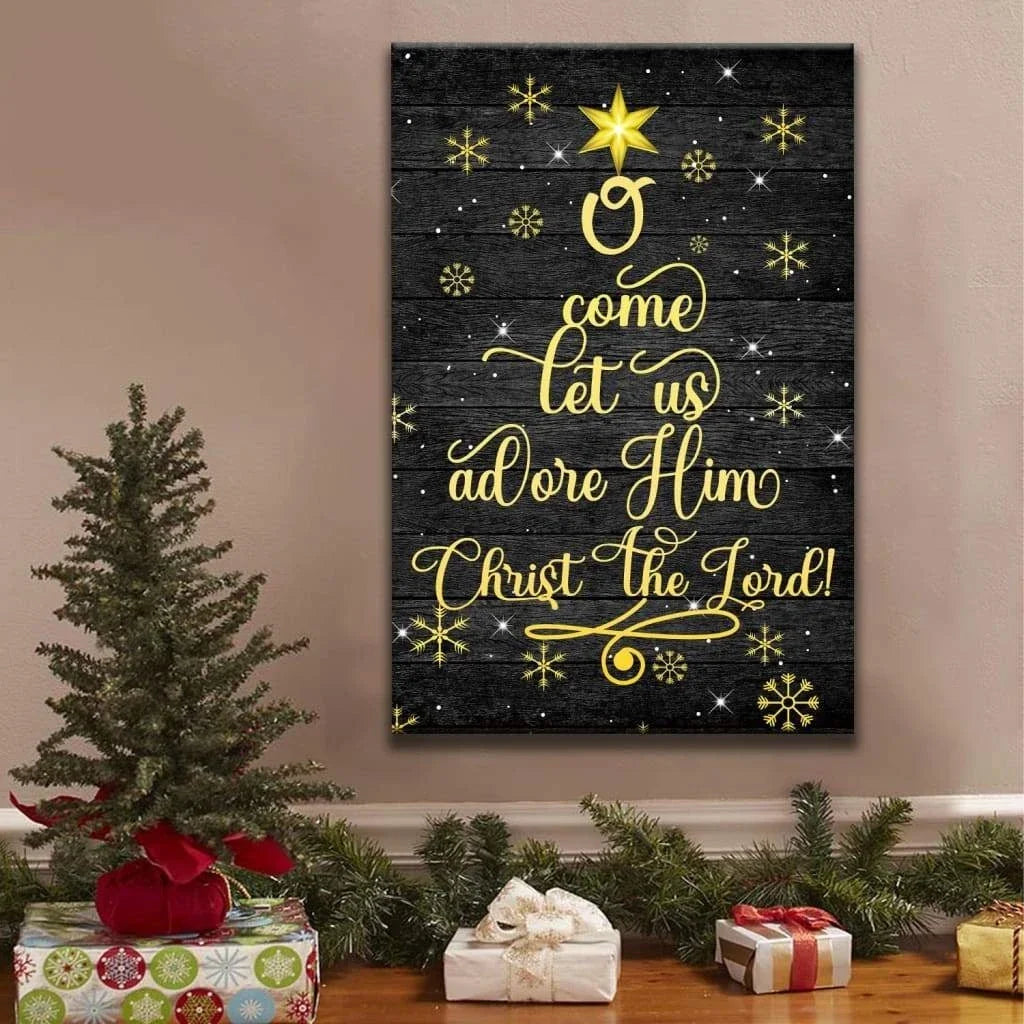 o come let us adore him christ the lord christmas wall art canvas (Landscape)