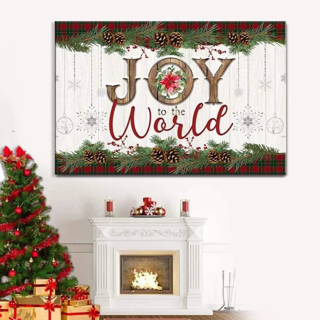christmas wall art joy to the world canvas print (Landscape)