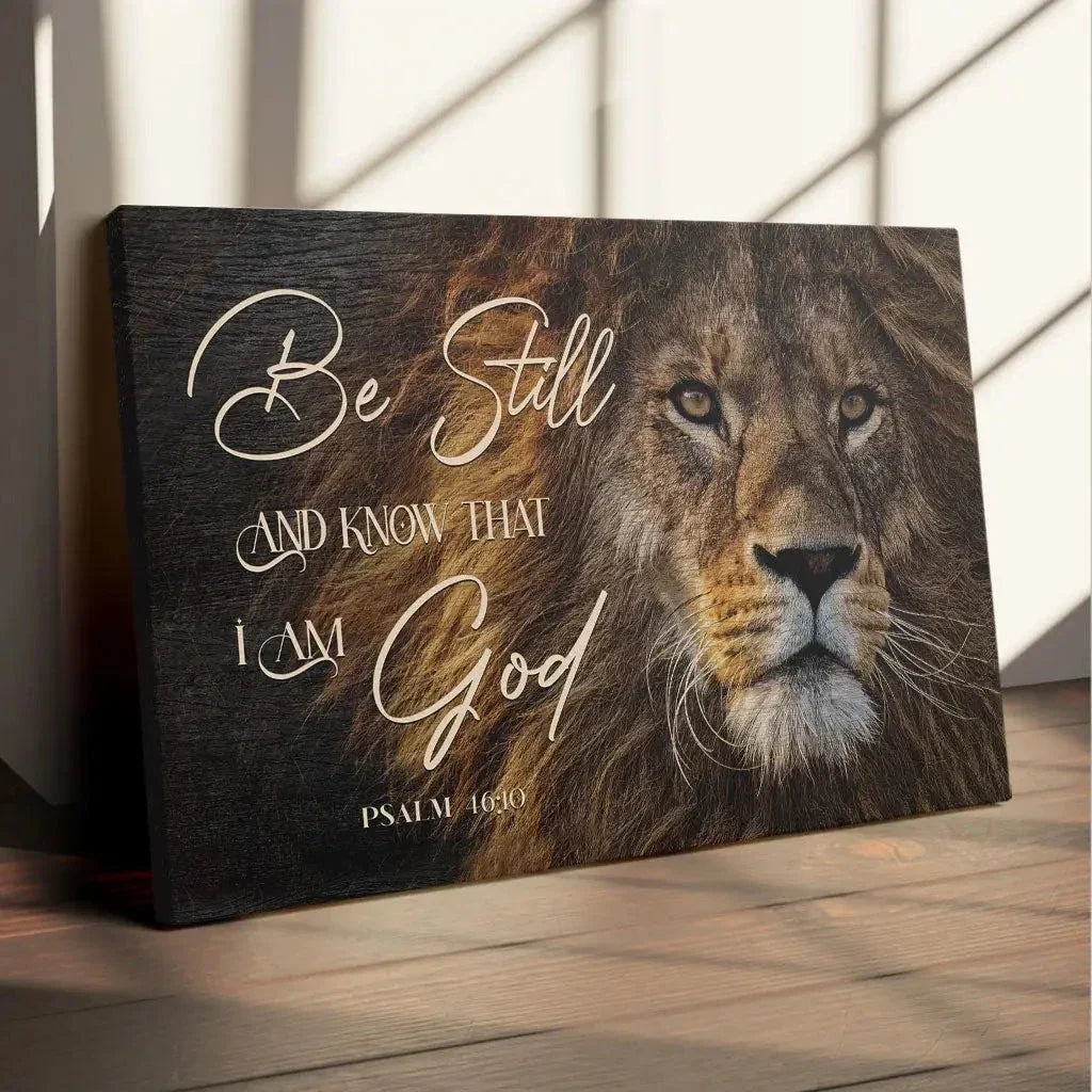 be still and know that i am god lion of judah christian wall art canvas (Landscape)