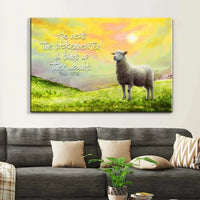 psalm 147 3 he heals the brokenhearted sheep christian wall art canvas (Landscape)