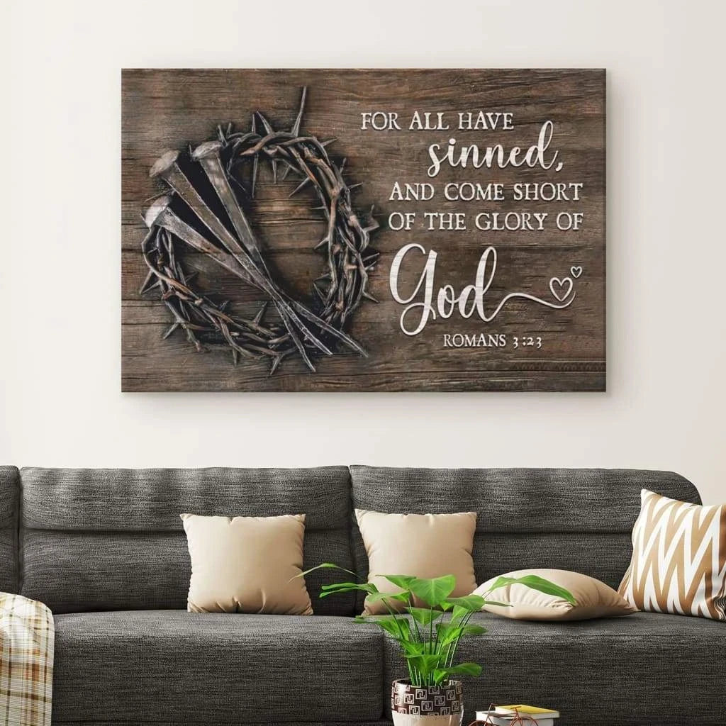 bible verse wall art for all have sinned kjv romans 3 23 canvas print (Landscape) (view 2)