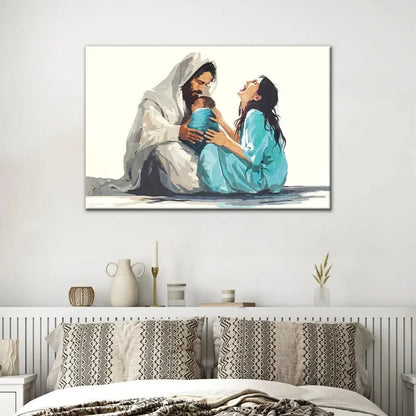 jesus is close to the brokenhearted woman christian wall art canvas (Landscape) (view 2)