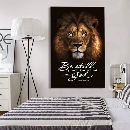be still and know that i am god lion of judah psalm 46 10 wall art canvas (Landscape)