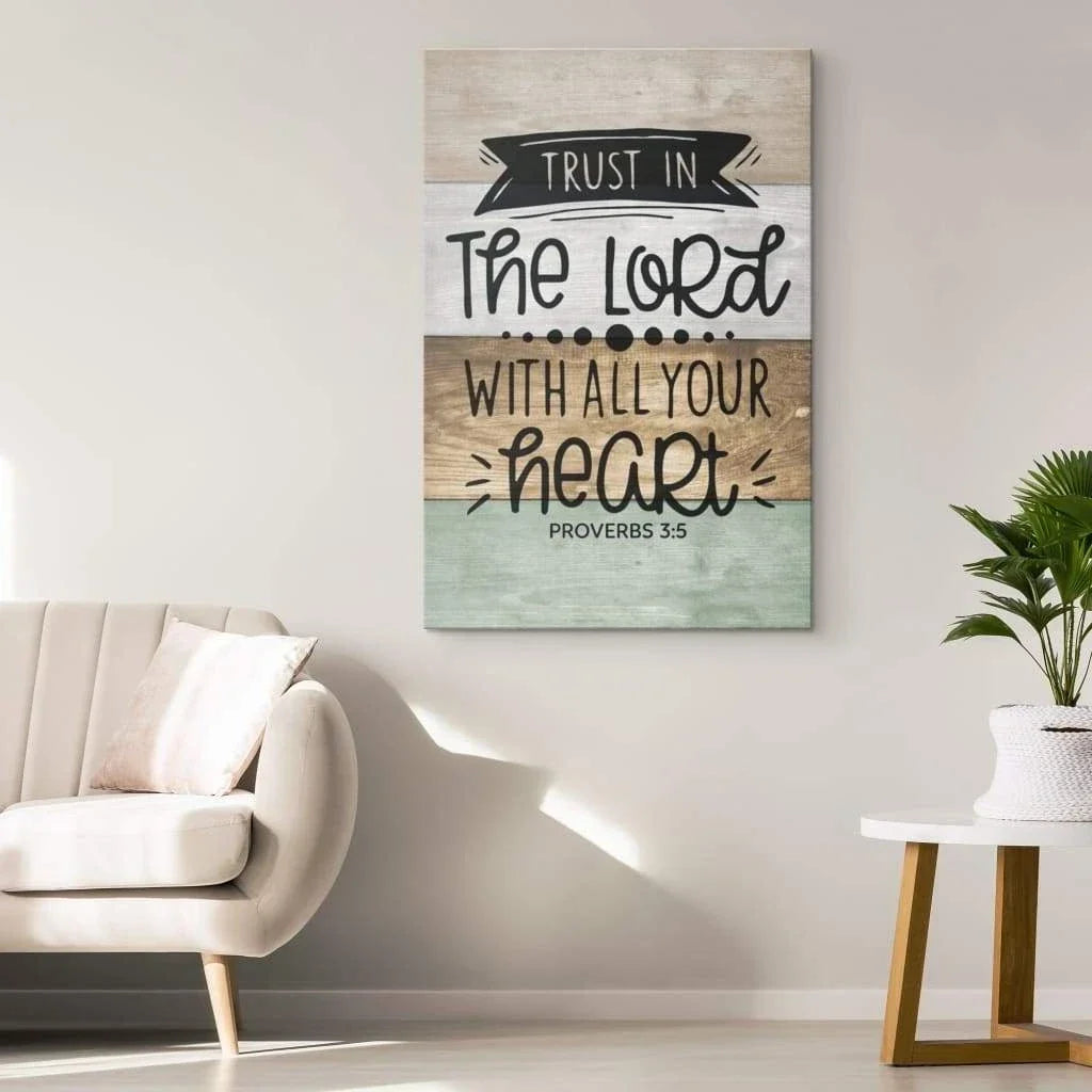 christian wall art trust in the lord with all your heart canvas print (Landscape)