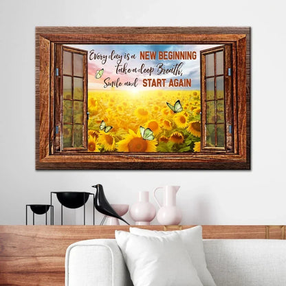 christian wall art every day is a new beginning canvas art (Landscape)