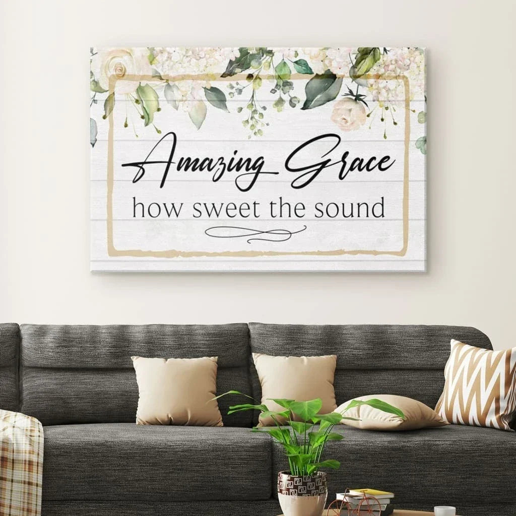 amazing grace how sweet the sound canvas wall art amazing grace wall decor (Landscape) (view 2)