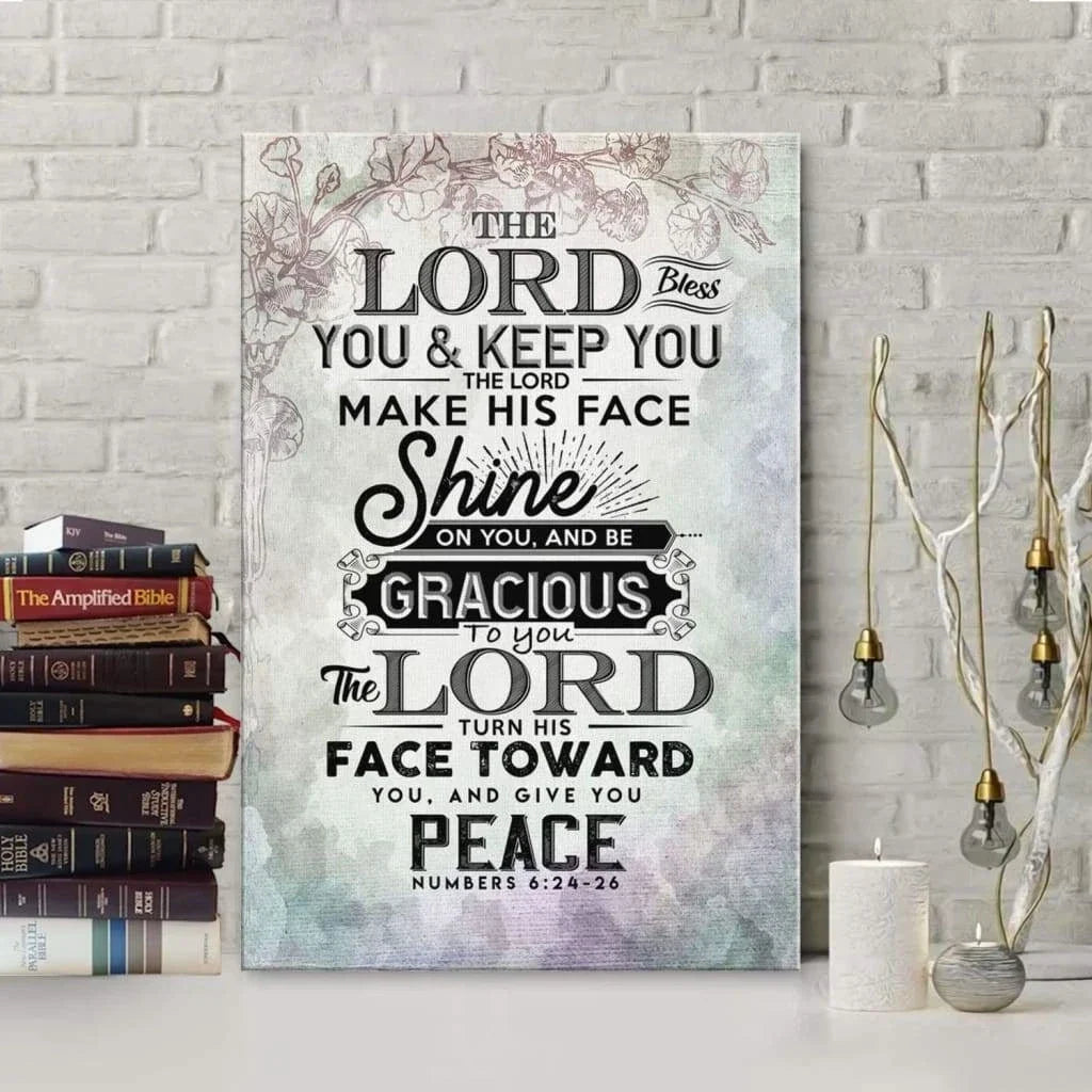 bible verse wall art numbers 6 24 26 the lord bless you and keep you canvas print (Landscape) (view 2)