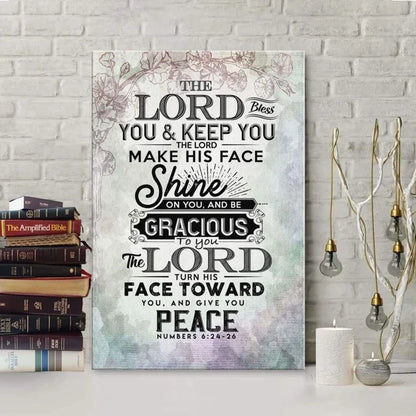 bible verse wall art numbers 6 24 26 the lord bless you and keep you canvas print (Landscape) (view 2)