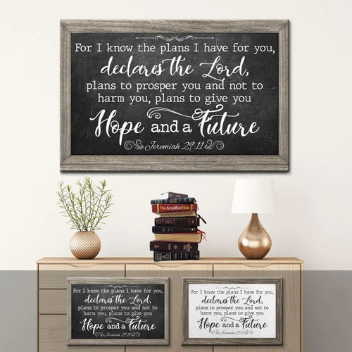 for i know the plans i have for you jeremiah 29 11 bible verse wall art canvas (Landscape)