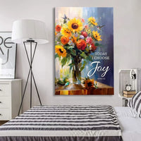 today i choose joy art hummingbird sunflower christian wall art canvas (Landscape)