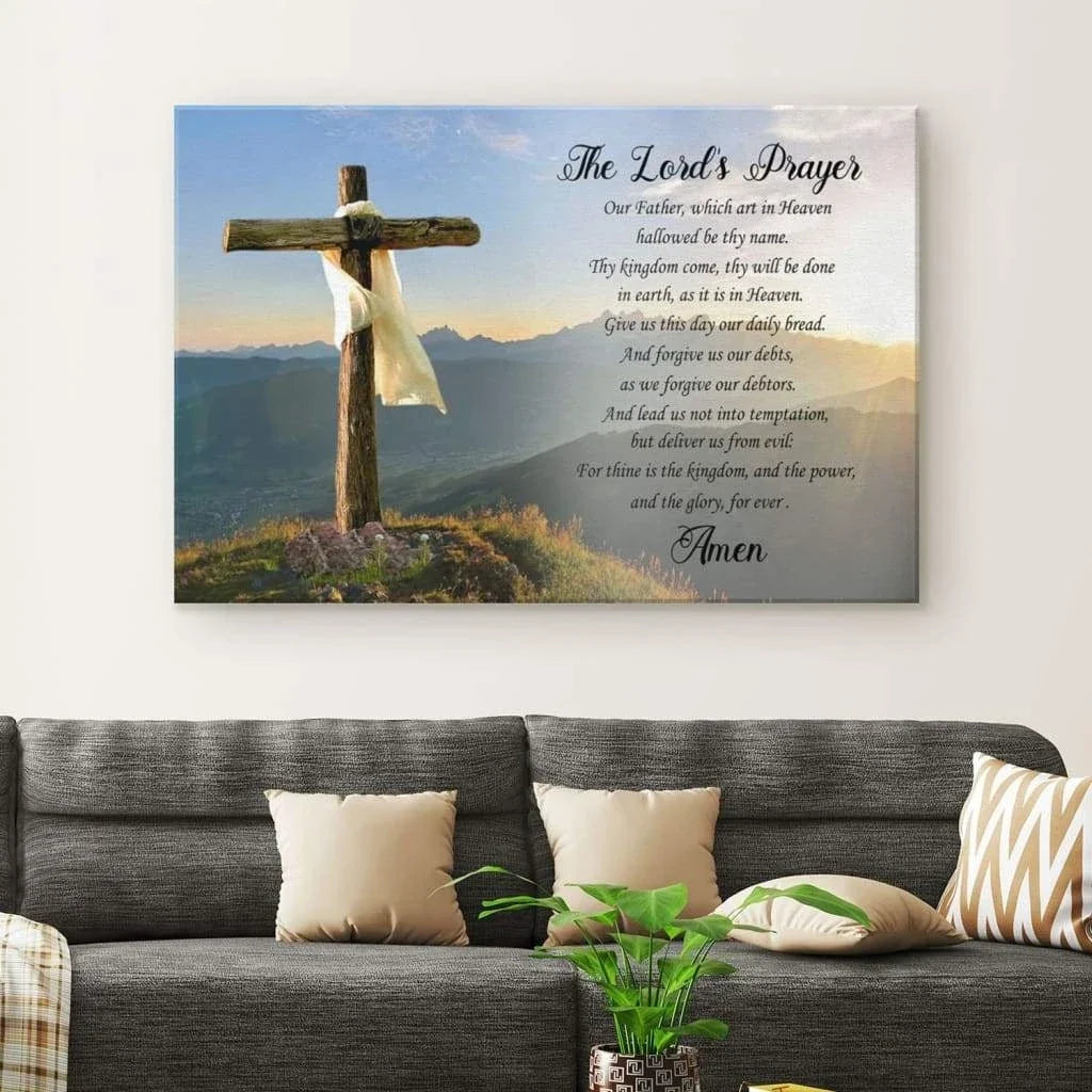 the lord s prayer canvas print christian wall art (Landscape)