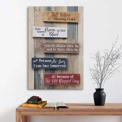 rustic i still believe in amazing grace canvas wall art (Landscape)