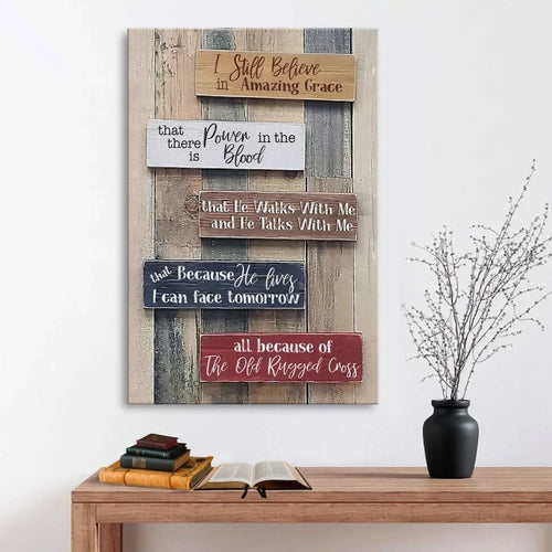 rustic i still believe in amazing grace canvas wall art (Landscape)