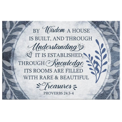 by wisdom a house is built wall art canvas christian wall art (Landscape)