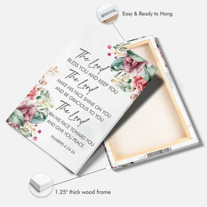 the lord bless you and keep you floral numbers 6 24 26 wall art canvas (view 2)