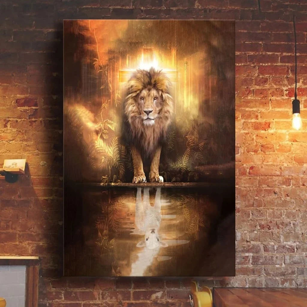 lion of judah reflection of the lamb wall art canvas (view 2)
