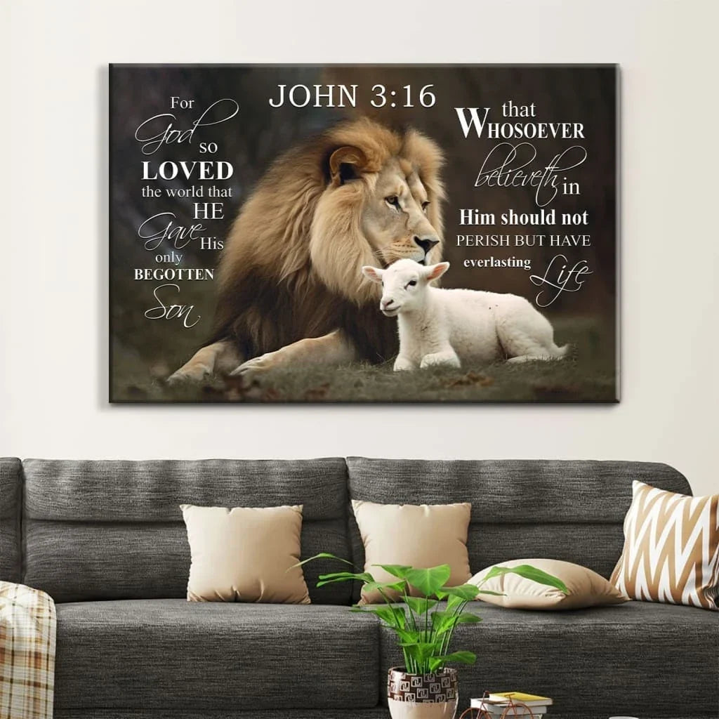 john 3 16 wall art for god so loved the world john 3 16 kjv canvas print (Landscape) (view 2)