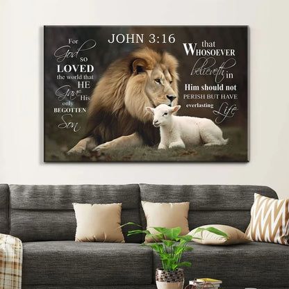 john 3 16 wall art for god so loved the world john 3 16 kjv canvas print (Landscape) (view 2)