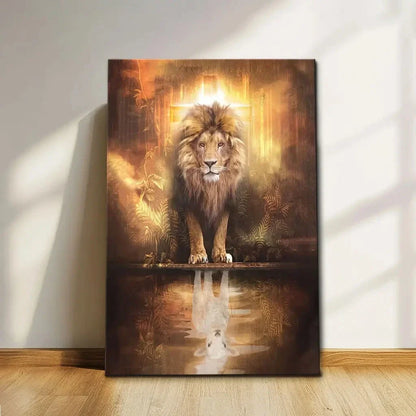 lion of judah reflection of the lamb wall art canvas (view 3)