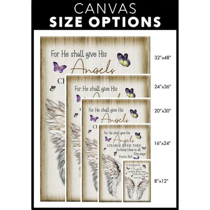 psalm 91 11 kjv wall art canvas for he shall give his angels charge over thee (Landscape)