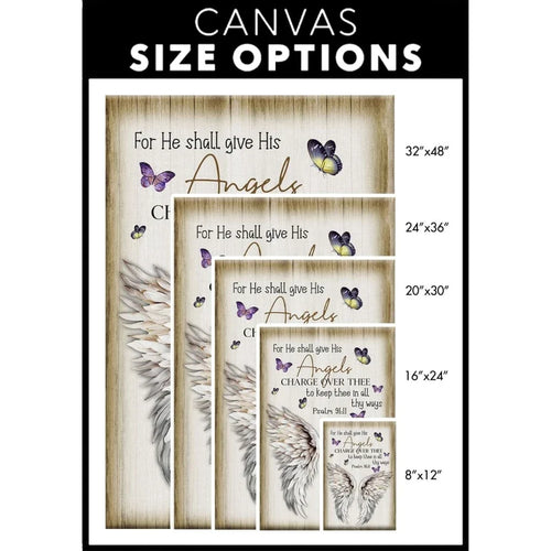 psalm 91 11 kjv wall art canvas for he shall give his angels charge over thee (Landscape)