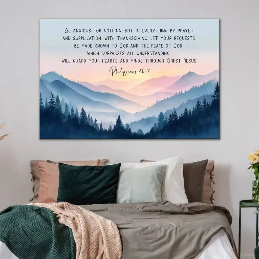be anxious for nothing philippians 4 6 7 wall art canvas (Landscape) (view 4)