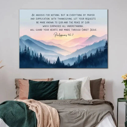 be anxious for nothing philippians 4 6 7 wall art canvas (Landscape) (view 4)