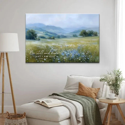 be still and know that i am god psalm 46 10 wall art canvas print (Landscape)