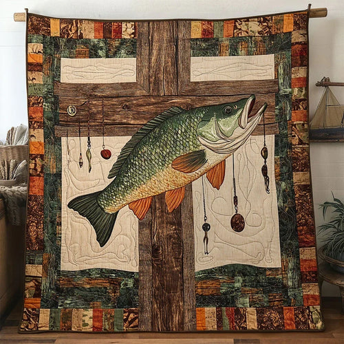 Bass Fish Line Point Quilt Blanket
