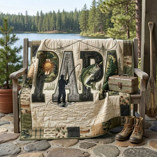 Bass Fishing Adventure Papa Quilt Blanket