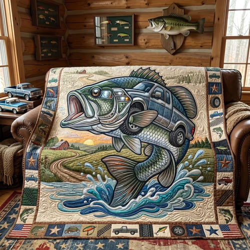 Bass Truck Fusion Quilt Blanket