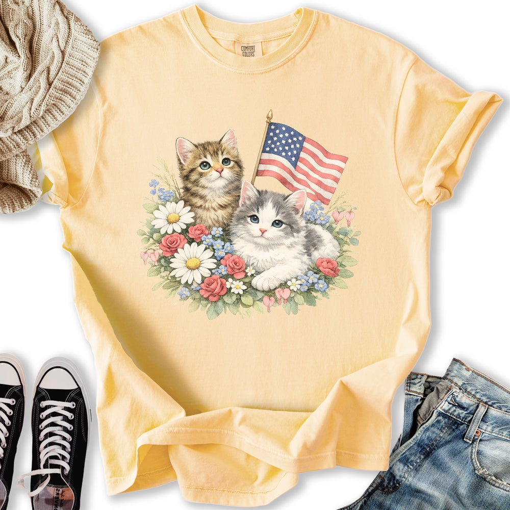 Vintage 4th July Kittens Relaxed Tee