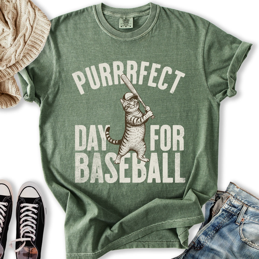 Purrrfect Baseball Cat Relaxed Tee