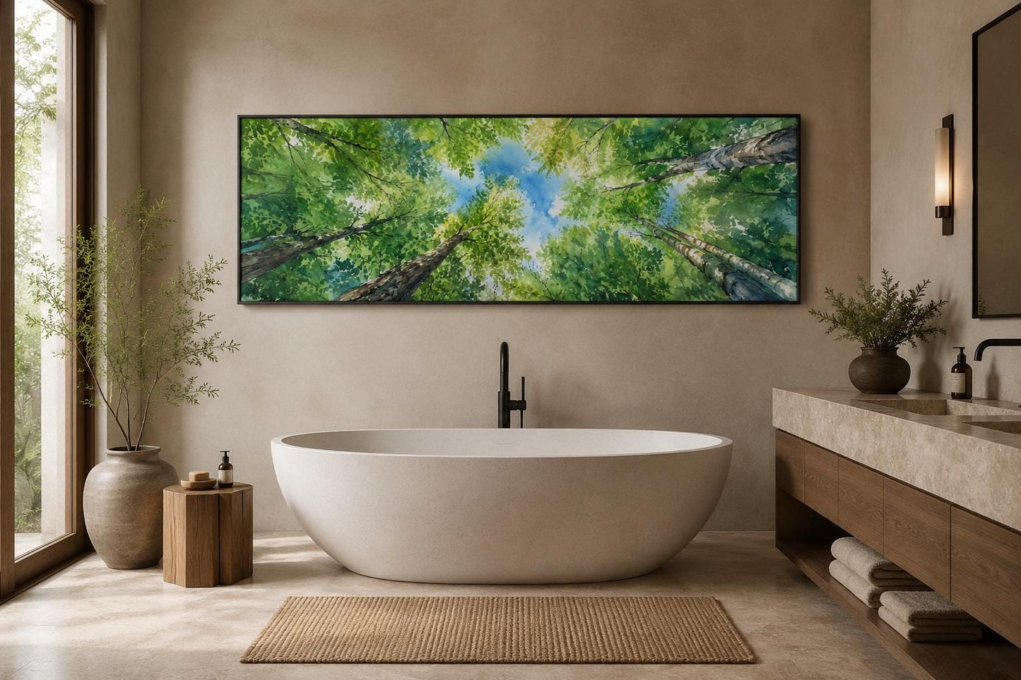 Forest Canopy Wall Art | Green Tree Wall Decor for Modern Farmhouse Spaces