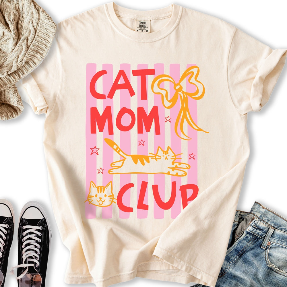 Pink Cat Mom Club Relaxed Tee