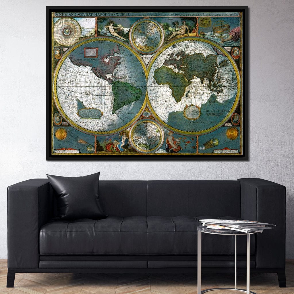 Ancient Historical Map of the World Canvas Wall Art