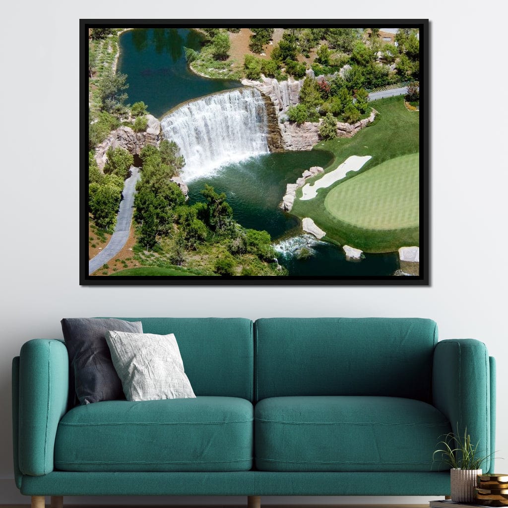 Waterfall on Golf Course Canvas Wall Art