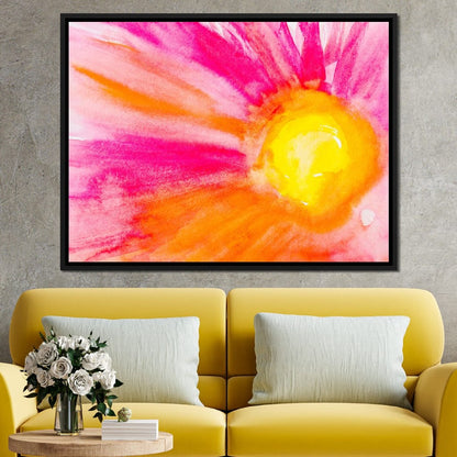 Pink & Orange Watercolor Flower Canvas Wall Art