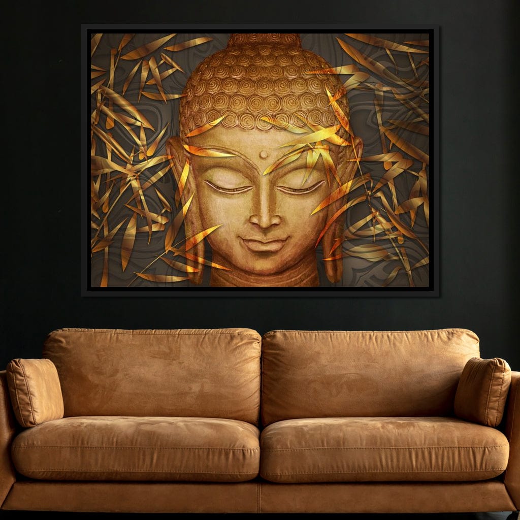 Smiling Golden Buddha Canvas Wall Art