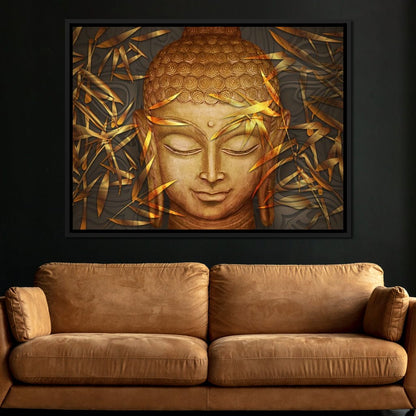 Smiling Golden Buddha Canvas Wall Art