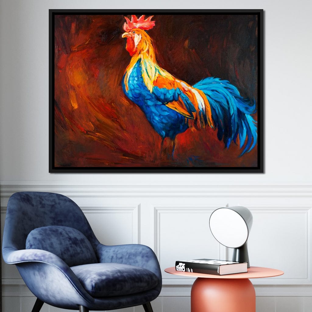 Blue Rooster Canvas Wall Art
