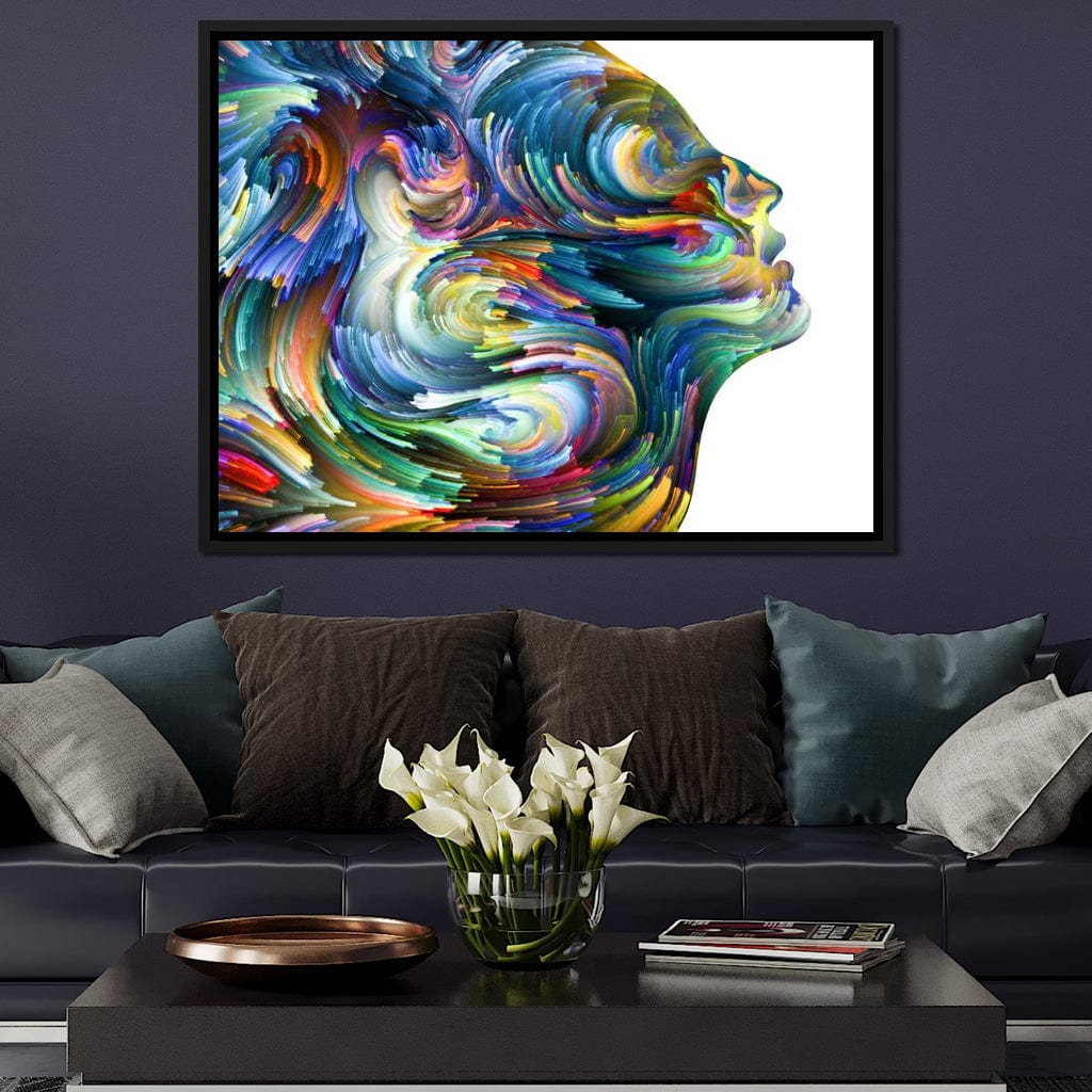 Colored Visage Profile Canvas Wall Art