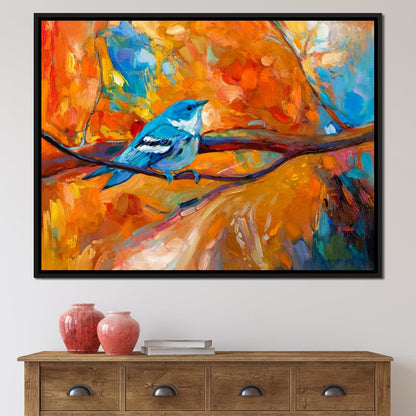 Blue Cerulean Warbler Bird Canvas Wall Art