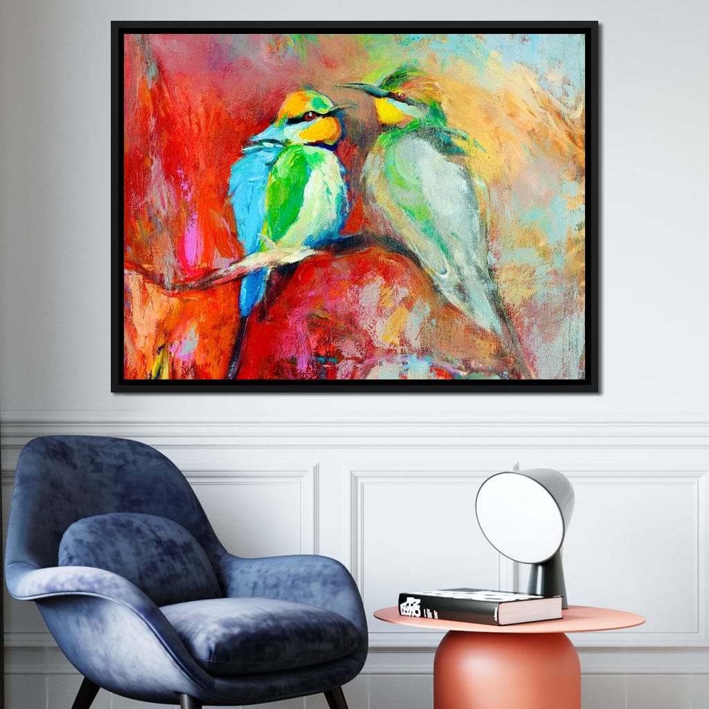 Blue-Tailed Birds Canvas Wall Art