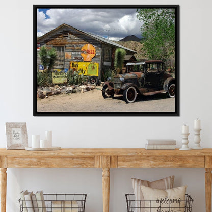 Old Car by Route 66 Canvas Wall Art