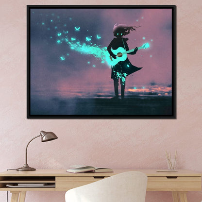 Girl Playing Guitar Canvas Wall Art